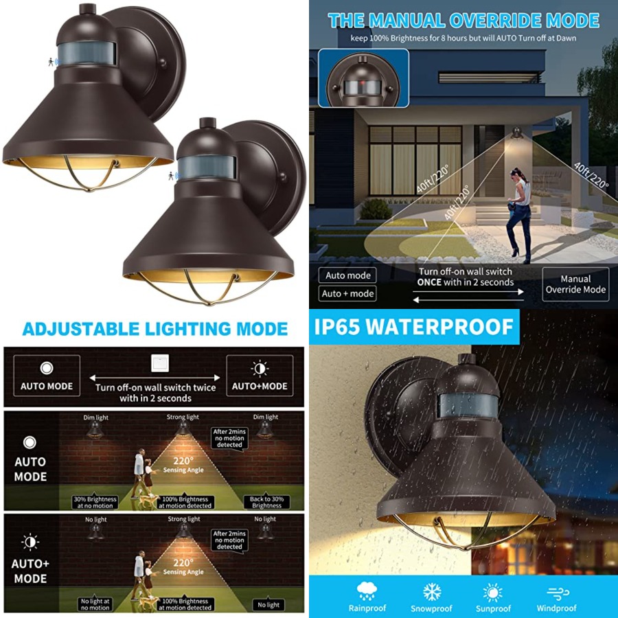 Outdoor Lighting Wall - Paquete de 2 Lámparas de Pared