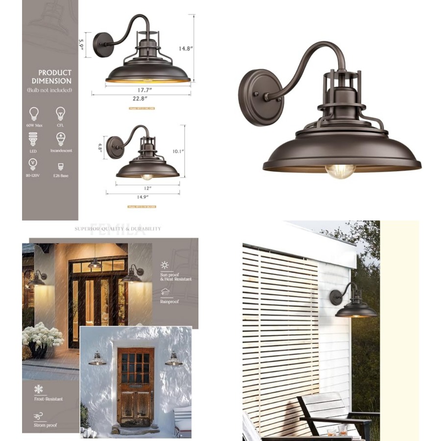 Outdoor Lighting Wall - Lámpara de Exterior Estilo Granero, Iluminación