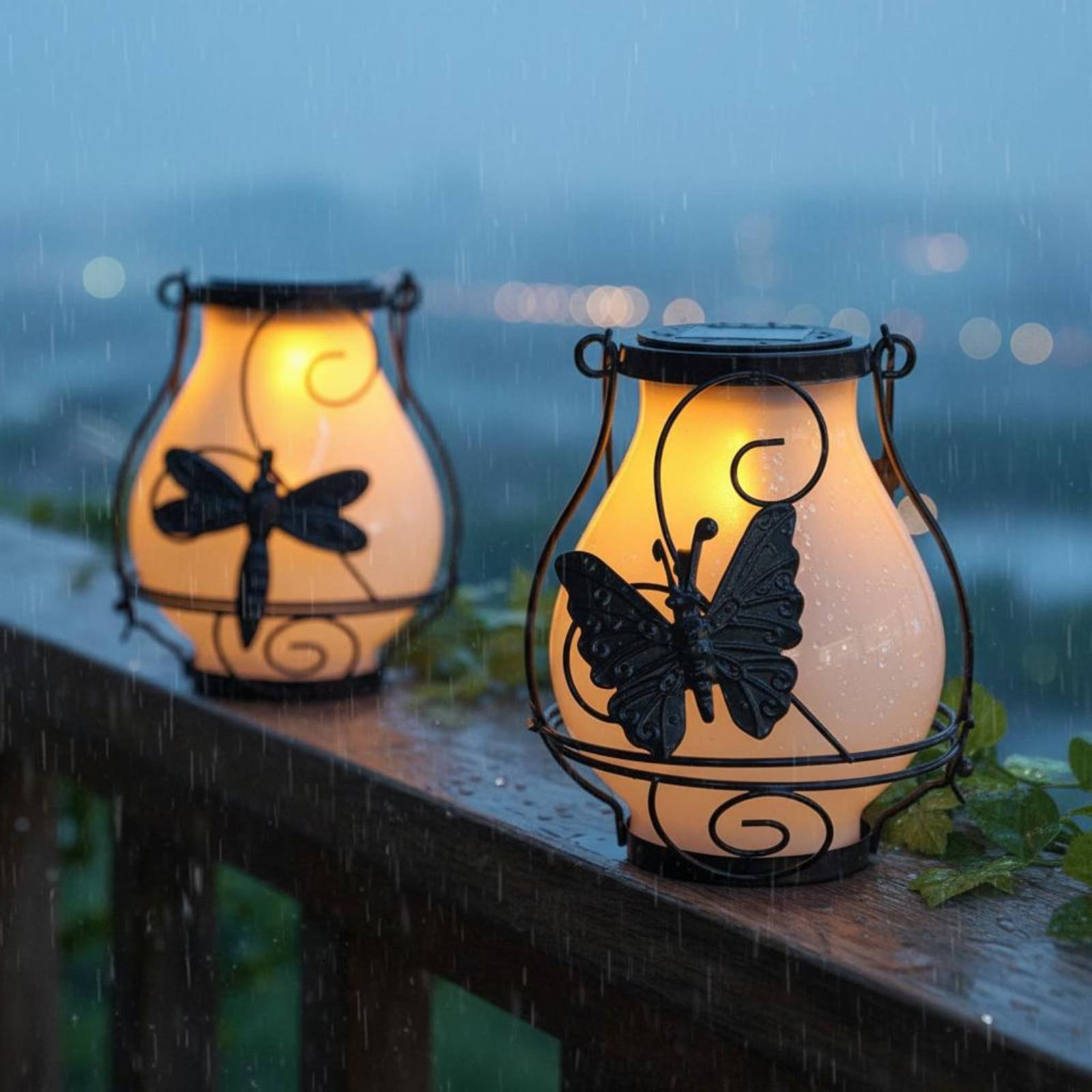 Outdoor Lighting Wall - Linterna Solar con Forma de Mariposa,