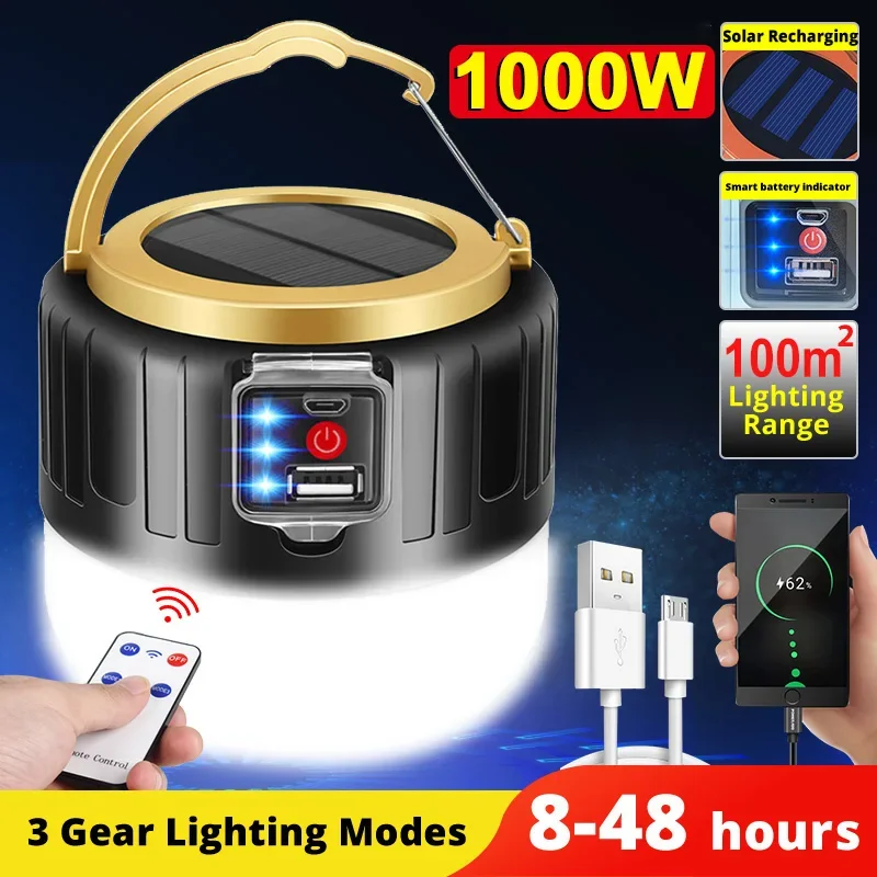 Luz LED Solar para acampar, Ba - Outdoor Lighting Solar Panel reseña y precio